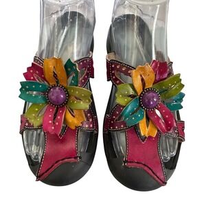 Corkys Elite Floral Sandals Style Rain US Size 6 Colorful Leather Bejeweled 3D